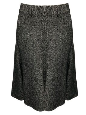 CELINE BLACK / WHITE WOOL TWEED FLARED SKIRT